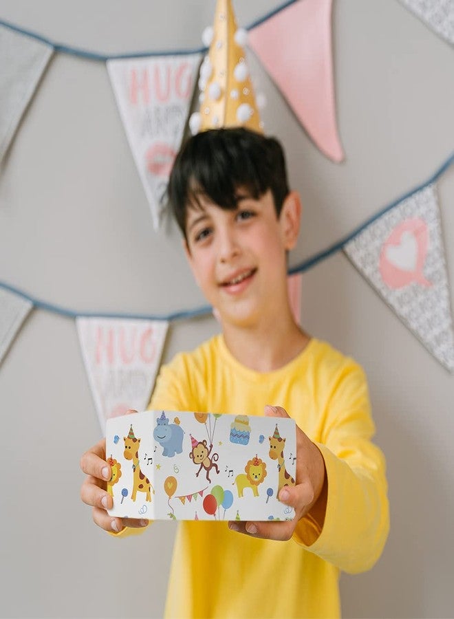Geluode Birthday Wrapping Paper For Kids Girls Boys, Animals Party Design Gift Wrap Paper for Birthday Baby Shower, 4 Sheets Folded Flat 20x28 Inches Per Sheet, Monkey Lion Elephant Giraffe Alligator Zebra - Image 5